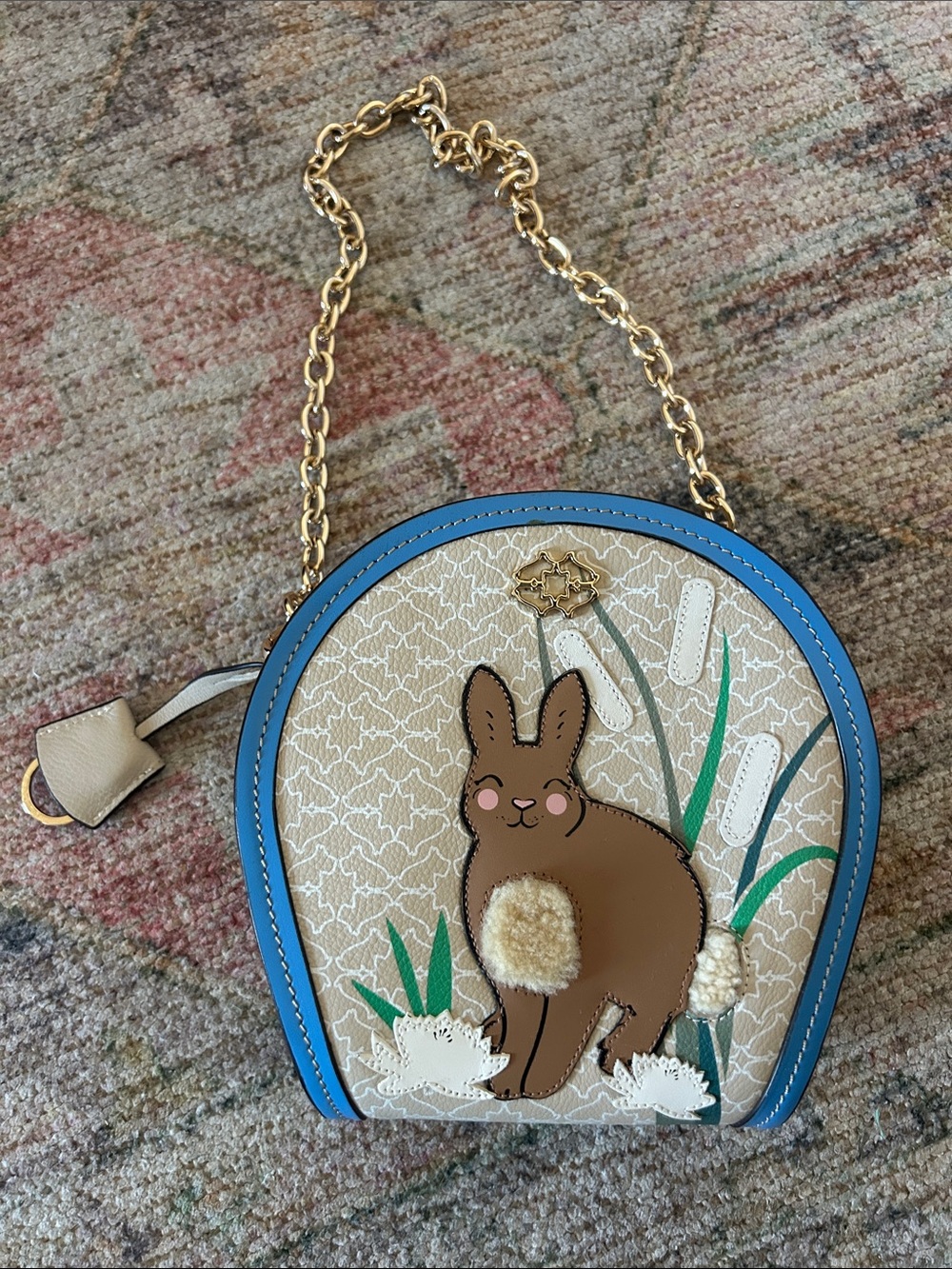 Radley Bunny Crossbody Bag with Blue Trim